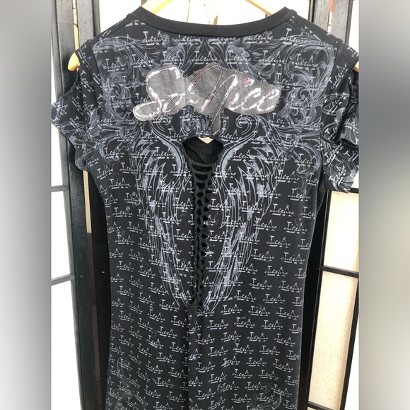 4 for 25$ Long T-Shirt / Mini Dress. Cut Out Woven Lacing. Size Large. - Picture 8 of 10